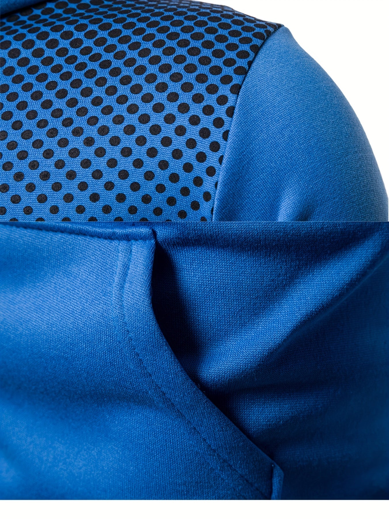 Men's Polka Dot Printed Hooded Jacket, Hooded Jacket with Zippers and Pockets, Men's Winter and Autumn Casual and Sporty Fashion
