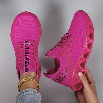 Women'S Sneakers, Women'S Running Shoes, Lightweight Slip-On Flat Shoes Twist Shoes Women'S Casual Shoes, Thick Sole Lace-Up Walking Shoes, Breathable Mesh Tennis Shoes, Trendy Versatile Solid Workout Shoes