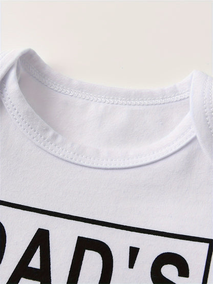 KuKitty Baby Boy Clothes Set Newborn Long Sleeve "Dad's Little DUDE" Print Tops Pants Hat Infant Boys 3Pcs Outfit Sets