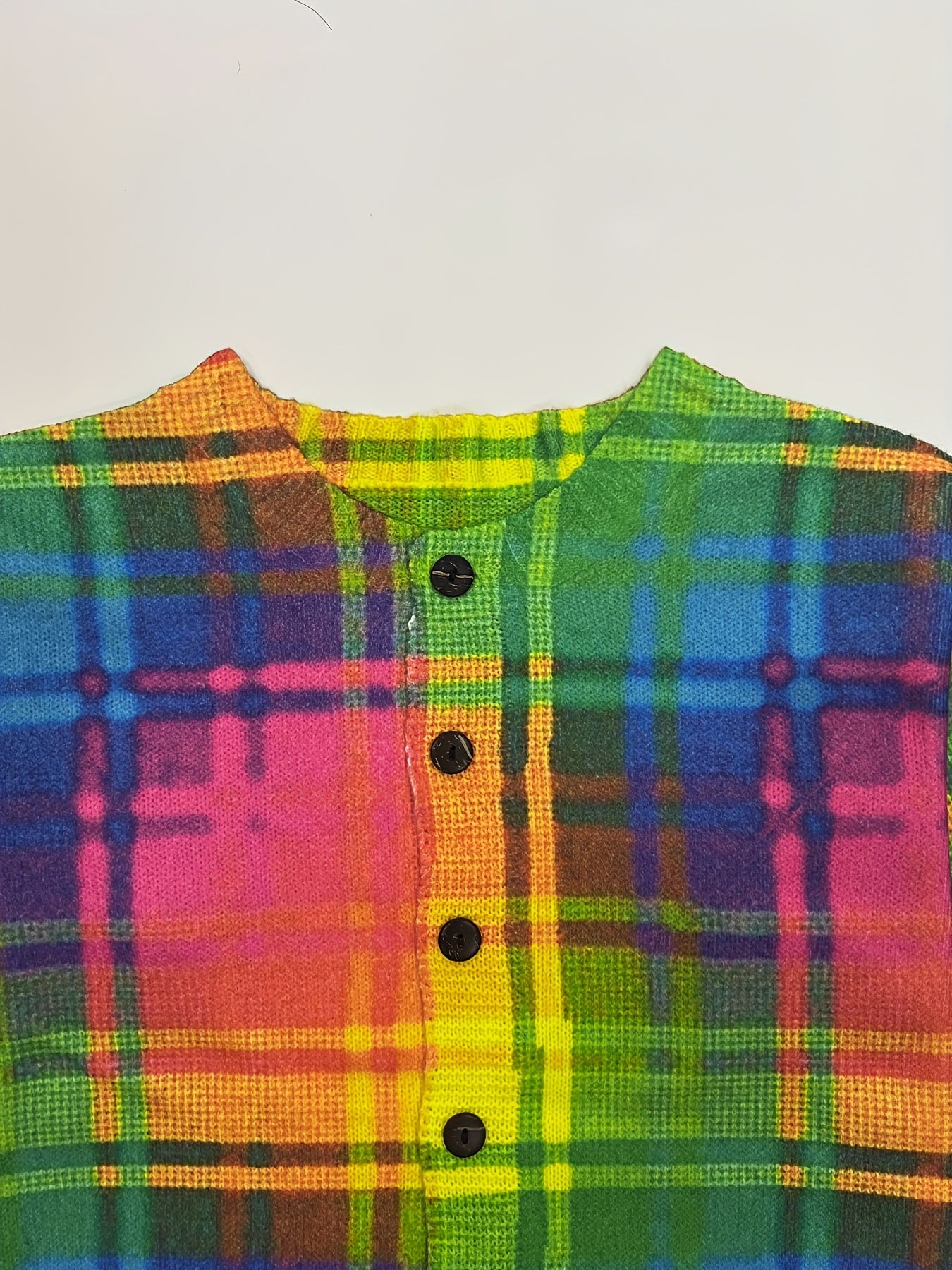 Women's 3D Print Colorful Plaid Cardigan - Long Sleeve Open Front Button-Up with Pockets, Soft All-Season Sweater for Casual & Formal Outfits, Office Wear, Elegant Outerwear, Durable Knitwear