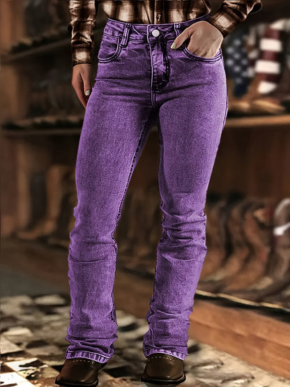 Women'S Sexy Cow Fashion Elastic Denim Flared Trousers