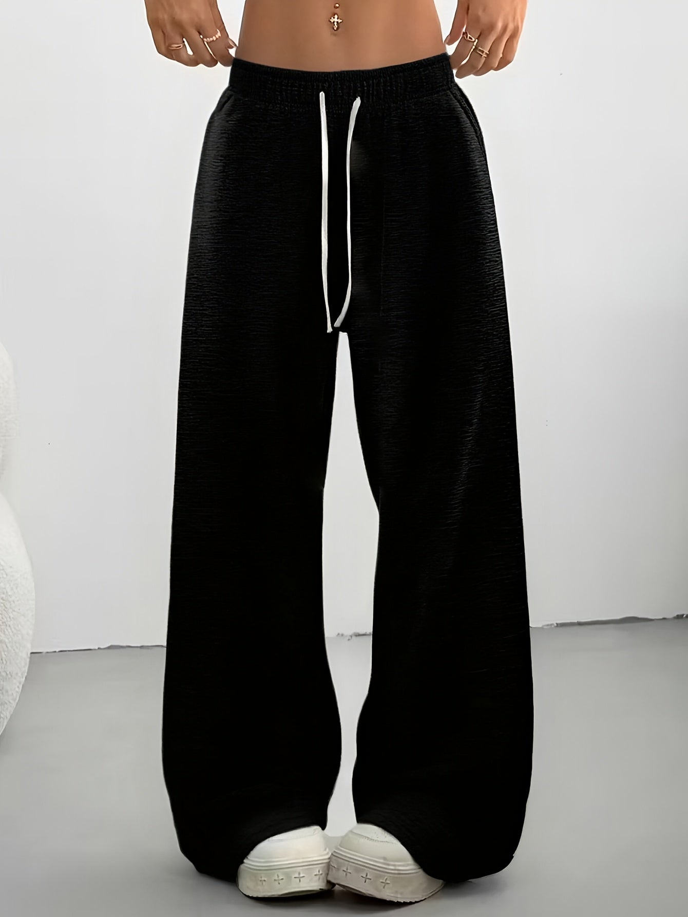 3pcs Summer Spring And Summer Trendy Versatile Pants [Soft Joggers] [Sizes Run Large, Recommend Choosing One Size Smaller] Women'S Soft Joggers - Loose Fit, Elastic Waist with Drawstring, Double Side Pockets - Machine Washable