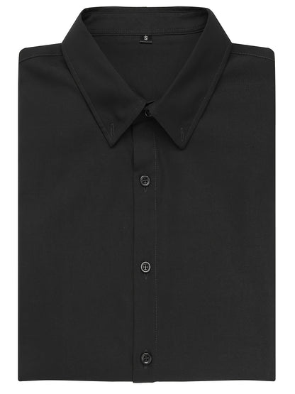 URRU Men's Muscle Fit Slim Stretch Dress Shirt - 4-Way Stretch Fabric (65% Rayon/25% Nylon/10% Spandex), Square Collar, Long Sleeve Button- Casual Shirt for All-Season Wear, Machine Washable Solid Color, Versatile Menswear, Classic Collar Design