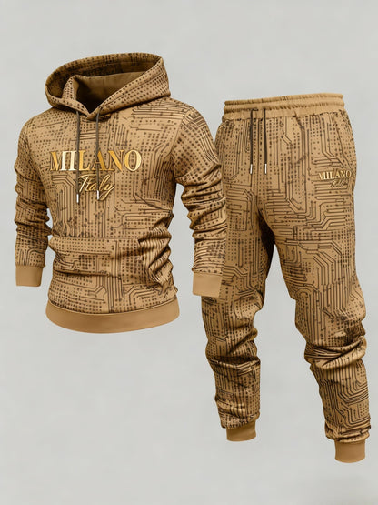 2pcs set, autumn and winter Men's army green hooded drawstring long-sleeved trousers set, selected high-quality fabrics, breathable, comfortable and easy to wear, the first choice for holiday gifts for family, objects, brothers and friends, Lounge