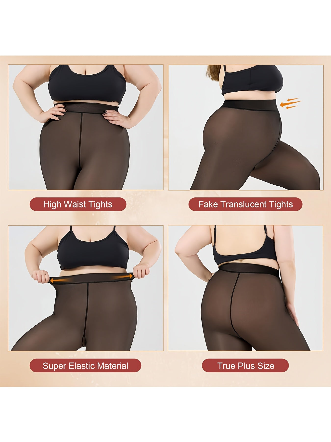 1pc Women's Winter Plus Size Warm Pantyhose - Autumn And Winter Fleece-lined Leggings, Soft Stretch, High-waisted Design, Translucent Slim-fit Tights - For Women - Suitable for Fall & Winter - Perfect Gift for Fashionable Ladies