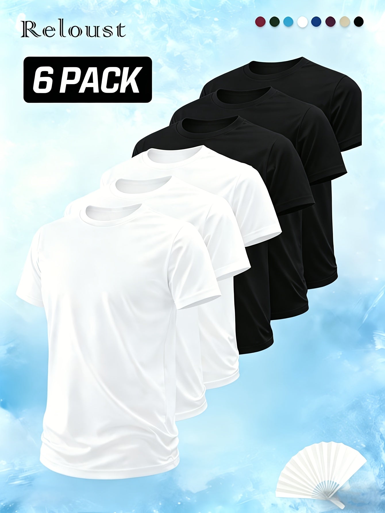 6pcs Men'S Crewneck Short Sleeve T-Shirts | Solid Color, Breathable Cooling Quick-Drying, Casual Fashion Tees, Versatile Summer Mens Clothes, Everyday Comfortable Fit, Perfect Gifts For Boyfriend, Easter Selection