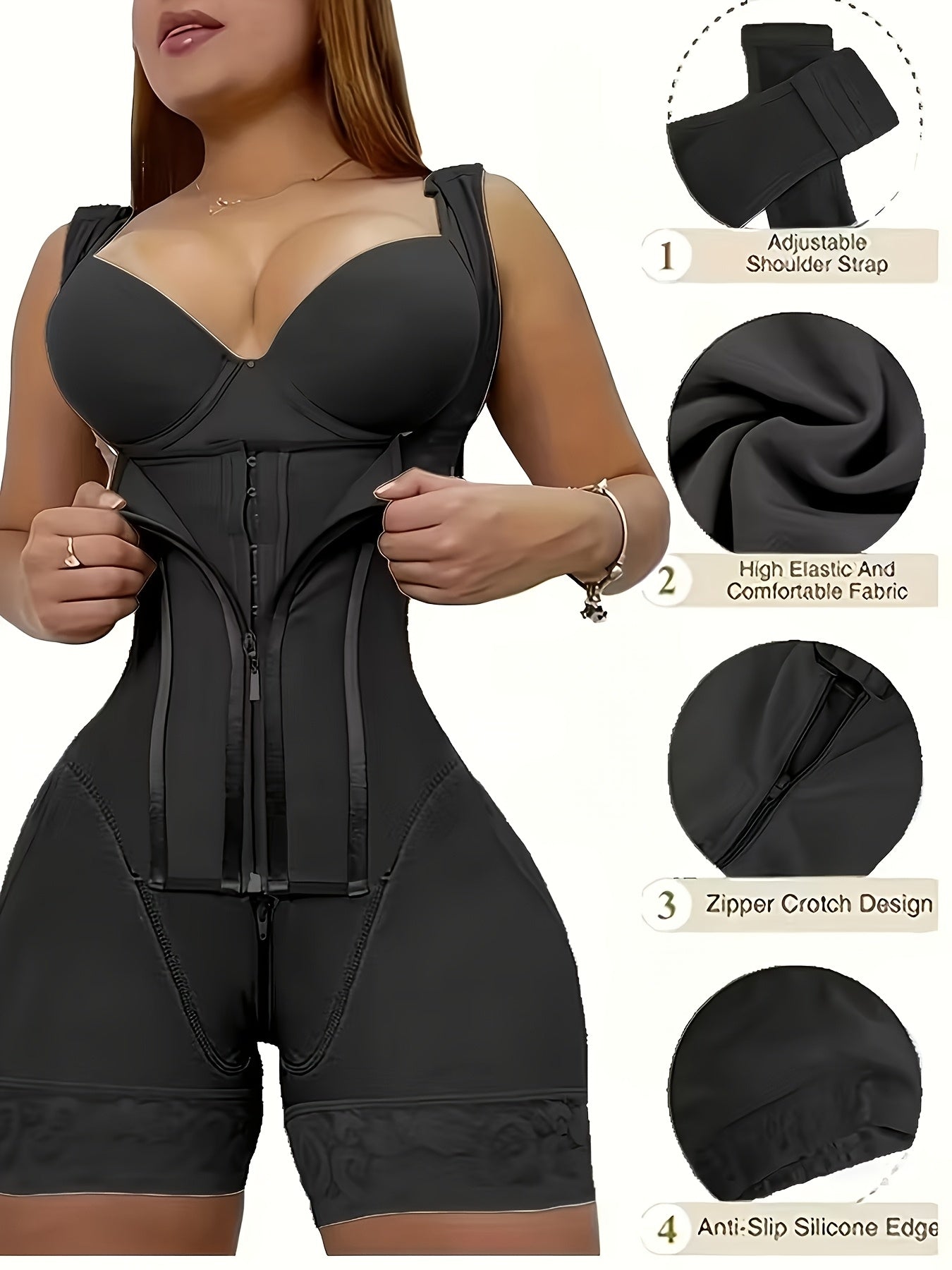 Women's Postpartum Shapewear Suitable for Pregnancy Belly, Tummy Control Corset with Bust Support & High Compression, Zipper & Hook Closure Bodysuit for Prenatal and Postpartum Care