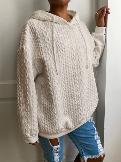 2025 Fall/Winter Hot! American Solid Color Cable Hoodie for Women, Loose Retro Top, Lazy Style, Versatile for Streetwear And Daily Wear