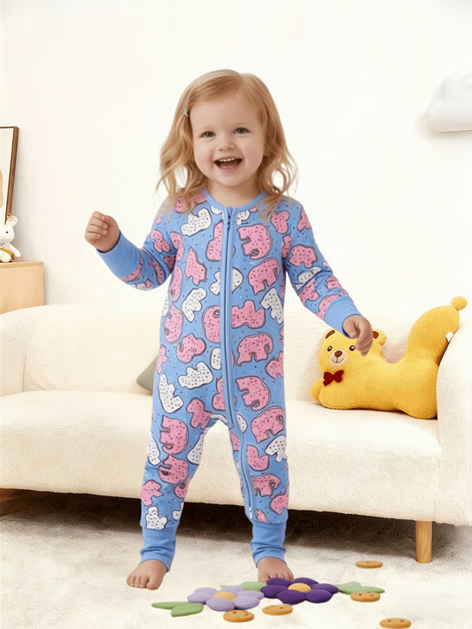 Baby Animal Print Sleeper - Two-Way Zip Romper – main product image