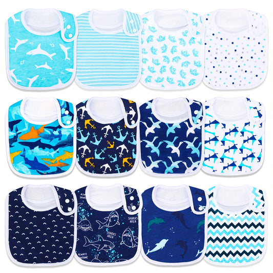 Baby Bib Set - Soft Absorbent Multipack – Shark Water Ripple – main product image