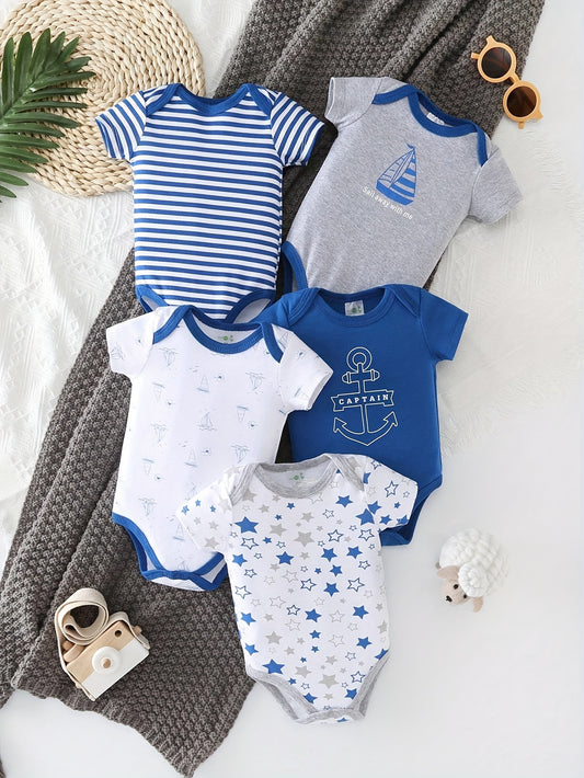 Baby Boy Cartoon Jumpsuit - Short Sleeve 0853 – White option – main product image