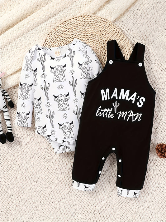 Baby Boy Graphic Outfit Set - Long Sleeve Fall – White option – main product image