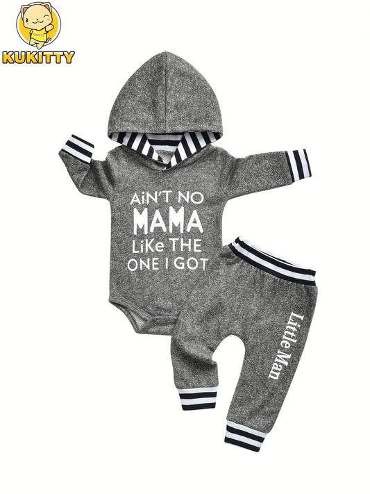 Baby Boy Graphic Outfit Set - Winter 4549 – Grey option – main product image