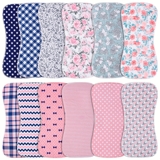 Baby Burp Cloth Set - Soft Absorbent Multipack – Rose pink polka dots – main product image