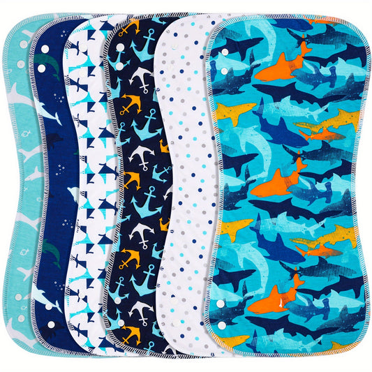 Baby Burp Cloth Set - Soft Absorbent Multipack – Shark, Water Ripple – main product image