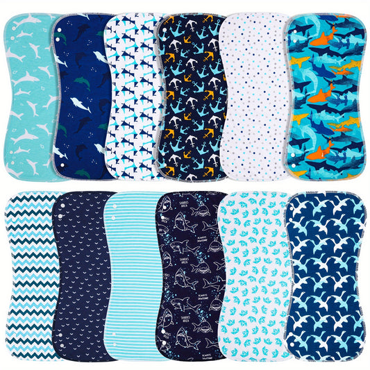 Baby Burp Cloth Set - Soft Absorbent Multipack – Shark Water Ripples – main product image