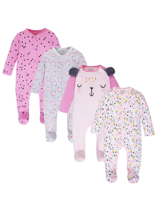Baby Footed Rompers - 4-Pack Floral Long-Sleeve Onesies – main product image