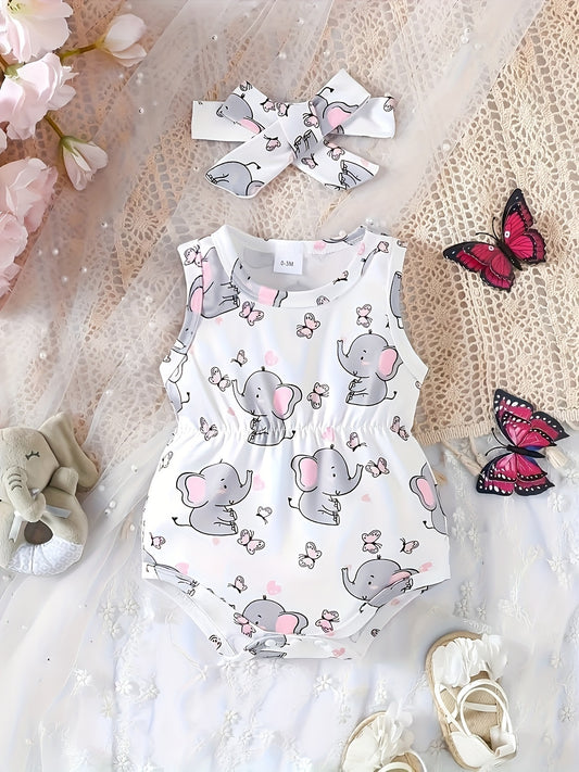 Baby Girl Butterfly Bodysuit - Sleeveless Summer – main product image