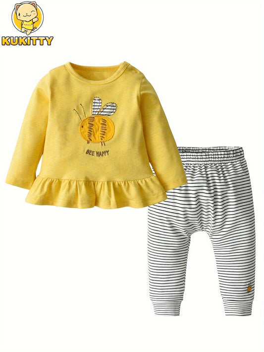Baby Girl Cartoon Outfit Set - Long Sleeve – Red option – main product image