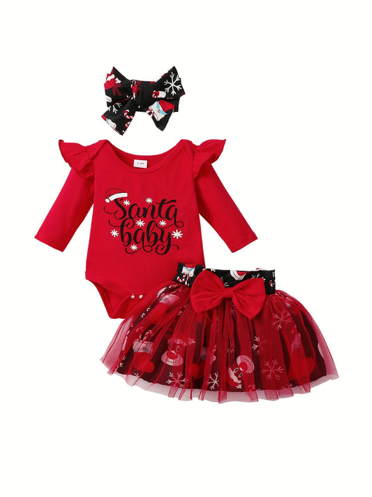 Baby Girl Casual Outfit Set – Green / Red – Green option – main product image