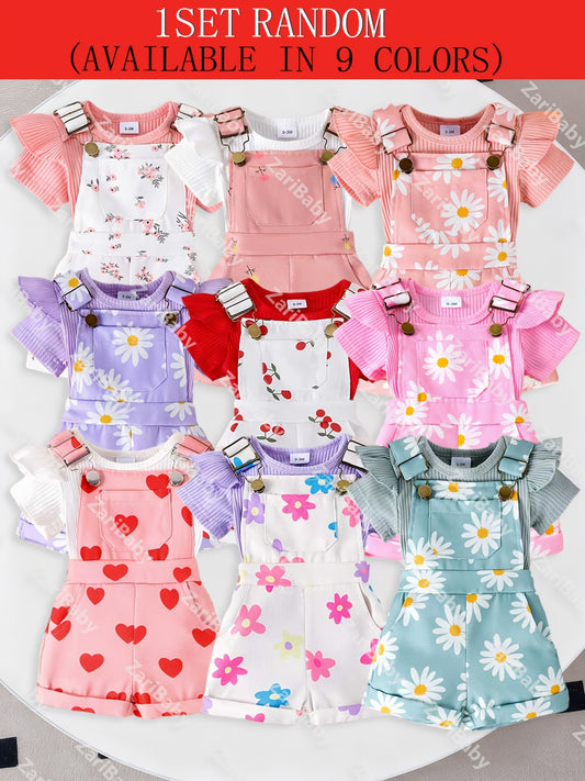 Baby Girl Casual Outfit Set - Short Sleeve 0757 – Pink option – main product image