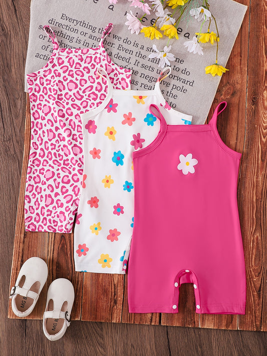 Baby Girl Floral Romper - Spring – Pink option – main product image