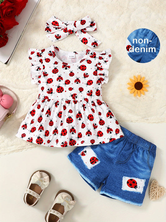 Baby Girl Graphic Outfit Set - Summer – White option – main product image