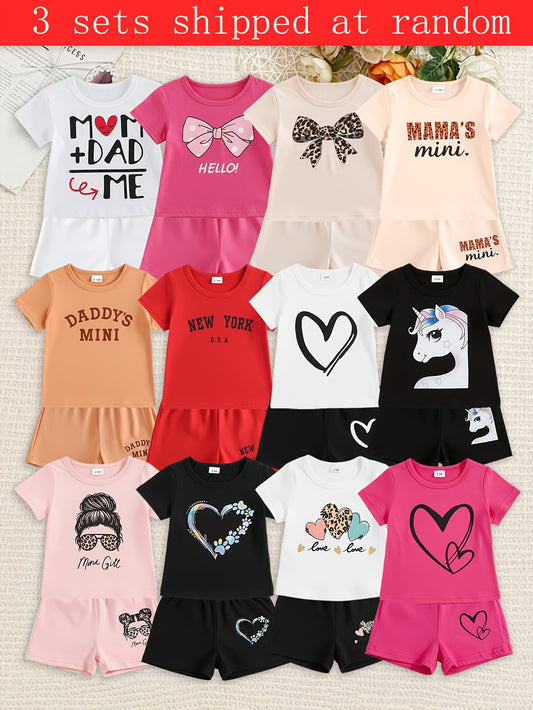 Baby Girl Unicorn Outfit Set - Short Sleeve Summer – main product image