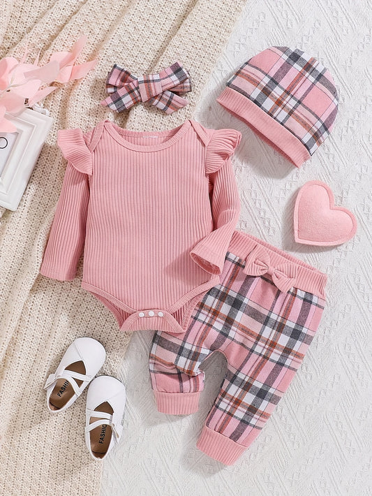 Baby Girls Outfit Set - 2-Piece Plaid – main product image