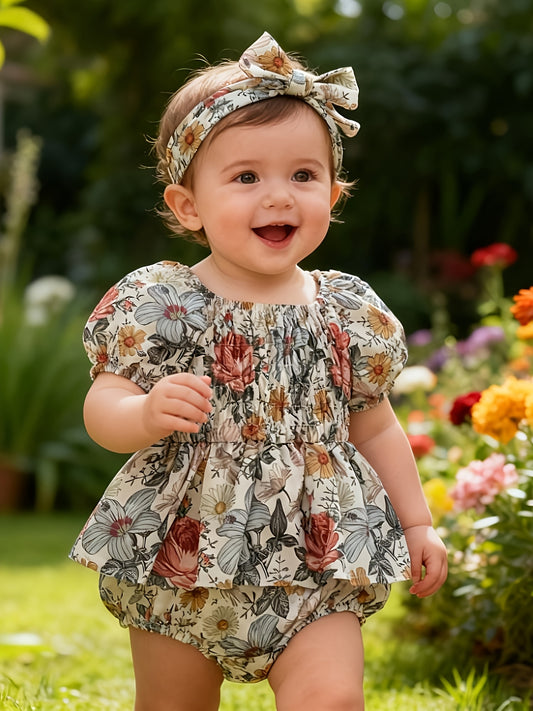 Baby Girls Outfit Set - Floral Graphic – Sizes 3-6M–18-24M – main product image