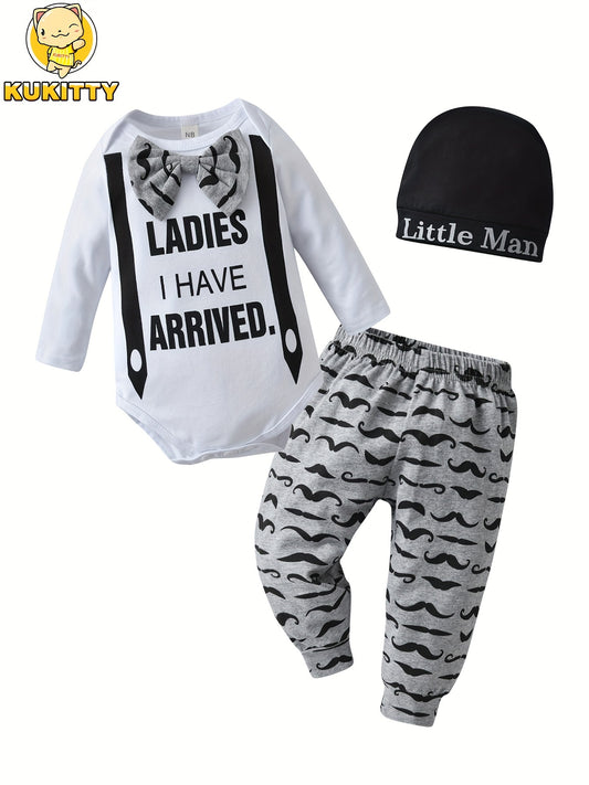 Baby Outfit Set - Graphic Long Sleeve – Sizes Newborn–6-9M – Grey option – main product image