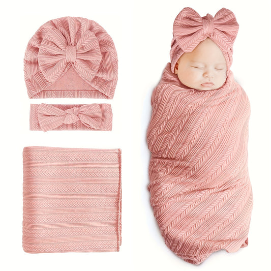 Baby Swaddle Blanket Set - 3-Piece – Pink option – main product image