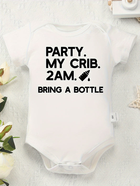 Baby Unisex Cotton Romper - Fun Letter Print – White option – main product image