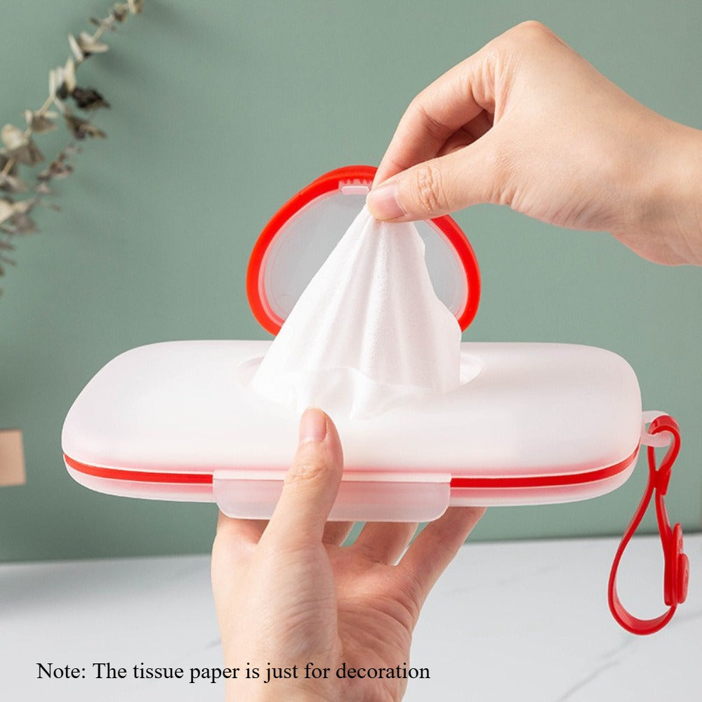 Heart-Lid Portable Baby Wipe Dispenser - Handled Compact Plastic Case