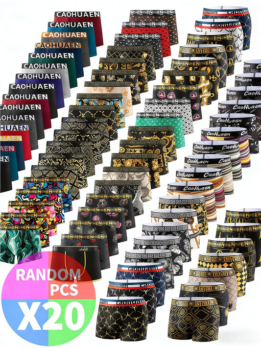 Men'S Stretch Boxer Briefs 20-Pack Random Patterns Breathable Underpants
