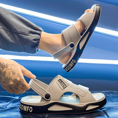 [Breathable Non-Slip Slides] Breathable Non-Slip Men's Summer Slides - EVA Material Geometric Design Beach & Indoor Sandals