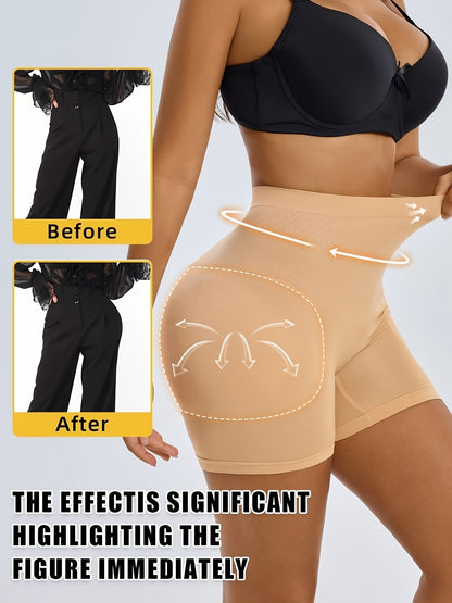 A Pair Of Women'S High-Waisted Shaping Shorts With Padded Buttocks - Designed To Flatten The Stomach And Lift The Hips, Featuring A High Waist That Creates Elegant Curves, Suitable For Year-Round Casual Wear