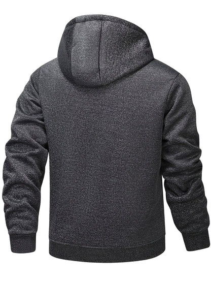 Men'S Fleece Lined Hooded Anorak | Thermal Winter Jacket, 2025 New Warm Windbreaker, Four-Season Cold Weather Coat, Regular Fit, Fabric