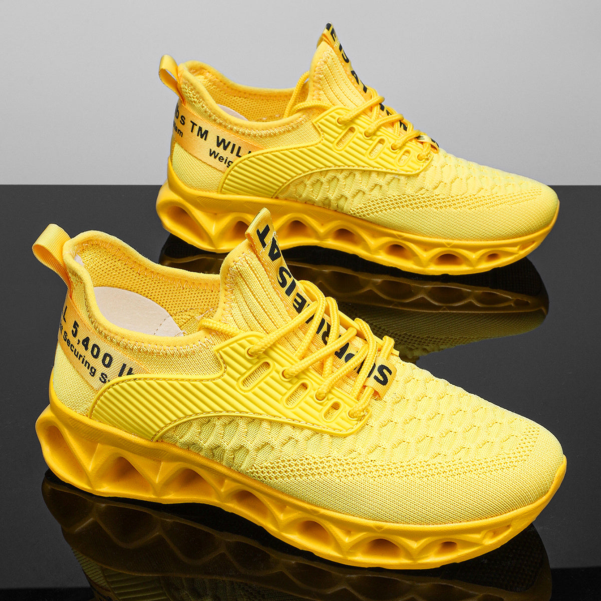 [Breathable Running Sneakers] Men's Stylish Breathable Running Shoes | Lightweight Non-Slip Blade Sole Sneakers for Walking, Tennis & Casual Wear | Shock-Absorbing Sneakers with Fashion Print Upper