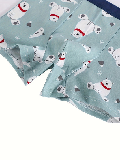 8pcs Boys Comfortable Cotton Boxer Briefs Set, Cute Cartoon Pattern Stretchy Shorts Set, Soft Breathable Youngsters Sports Underwear Underpants Clothes