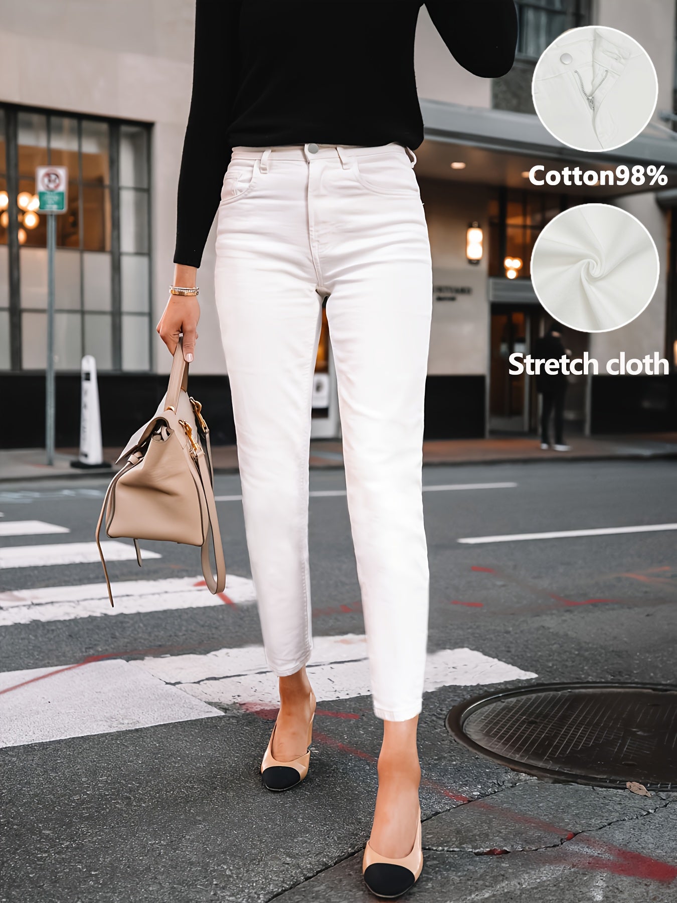 Womens High Waist Skinny Jeans Stretch Denim Pants Slim Fit Butt Lift Ankle Length Classic Solid Color Casual Street Style Daily Wear Breathable Soft Fabric Comfortable Pull On Design Figure Flattering Jeans for Women Stretch Fit High Rise Jeans