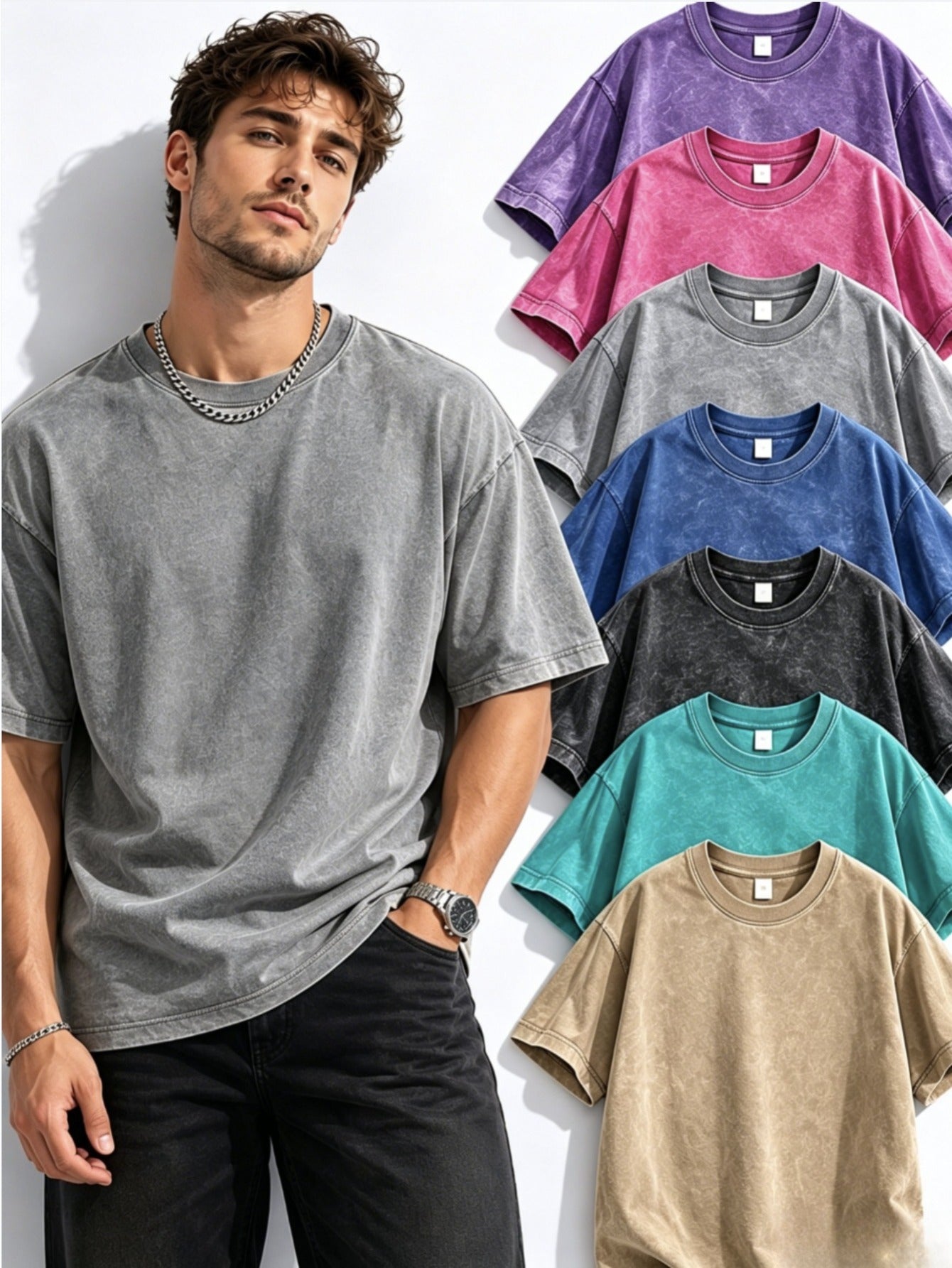 Men's Apricot Oversized Short-Sleeve T-Shirt - product view 8