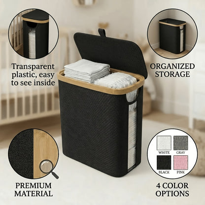 Foldable Bamboo Storage Organizer - Water-Resistant Space-Saving Design