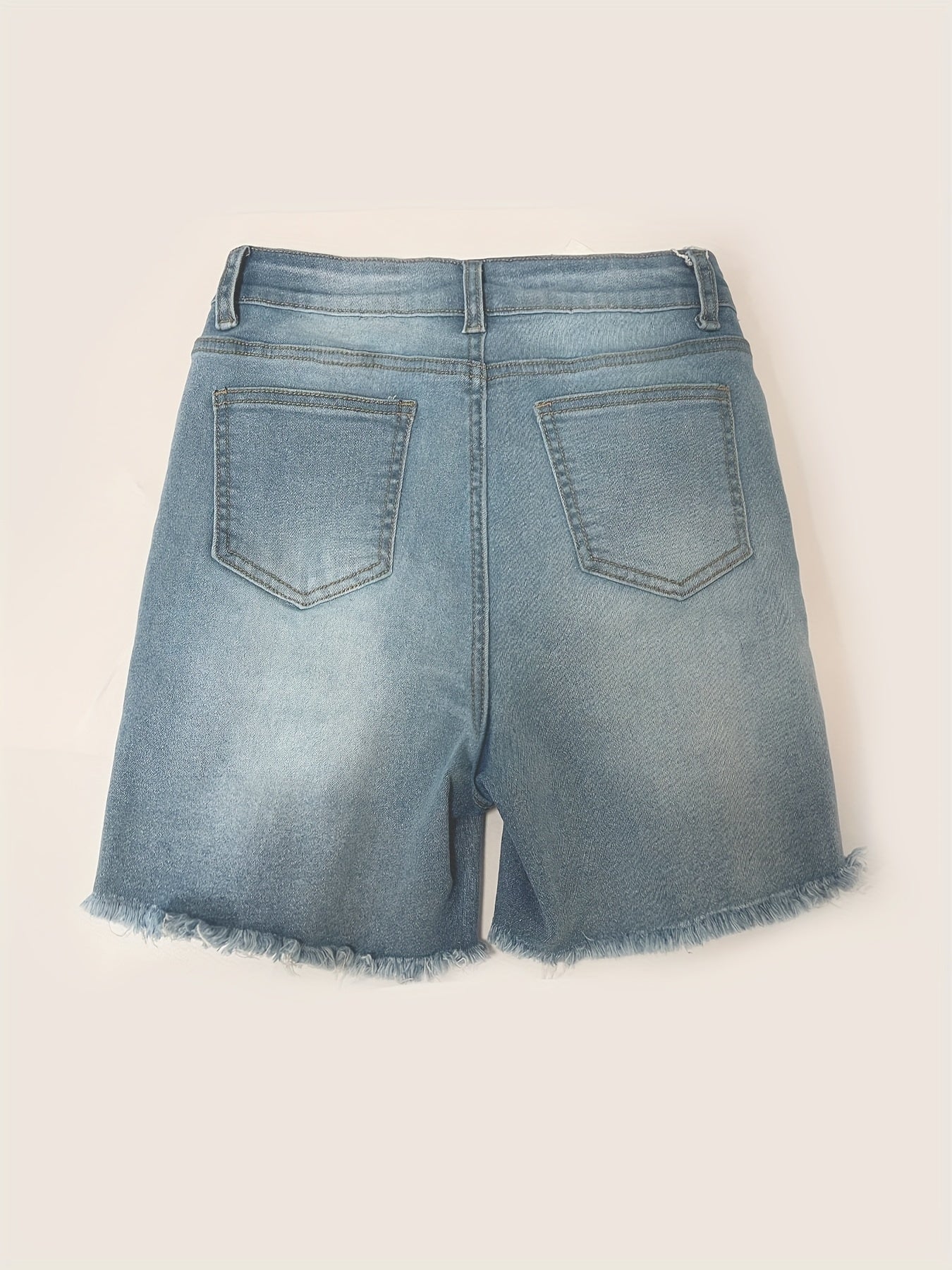 Women'S Fashion Forward Ripped Denim Shorts-Classical Washed Blue, Unprocessed Edge, Super Comfortable Style-Fashion Casual Jeans and Summer Clothing