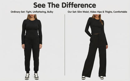 2026 [Elegant Direction]Relaxed And Sophisticated Fashion Casual Outfit, Pants + Fitted Long Sleeves