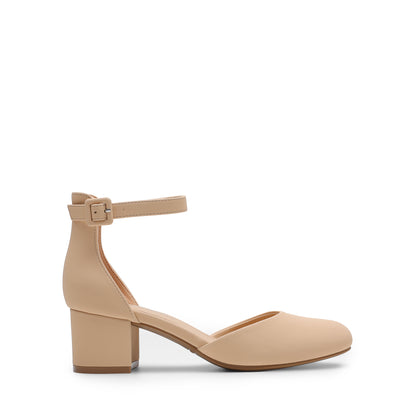Women's Closed Round Toe Low Block Heels Ankle Strap Chunky Heel Pumps Dress Wedding Office Party Shoes Closed Toe Heels for Women Heels Closed Round Toe Chunky Block Pumps Shoes