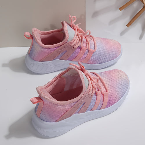 Boys Girls Gradient Color Sports Shoes Low Top Shock Absorbent EVA Sole Breathable Mesh Casual Sneakers Tennis Shoes Easy On/Off for School Competition Daily Wear