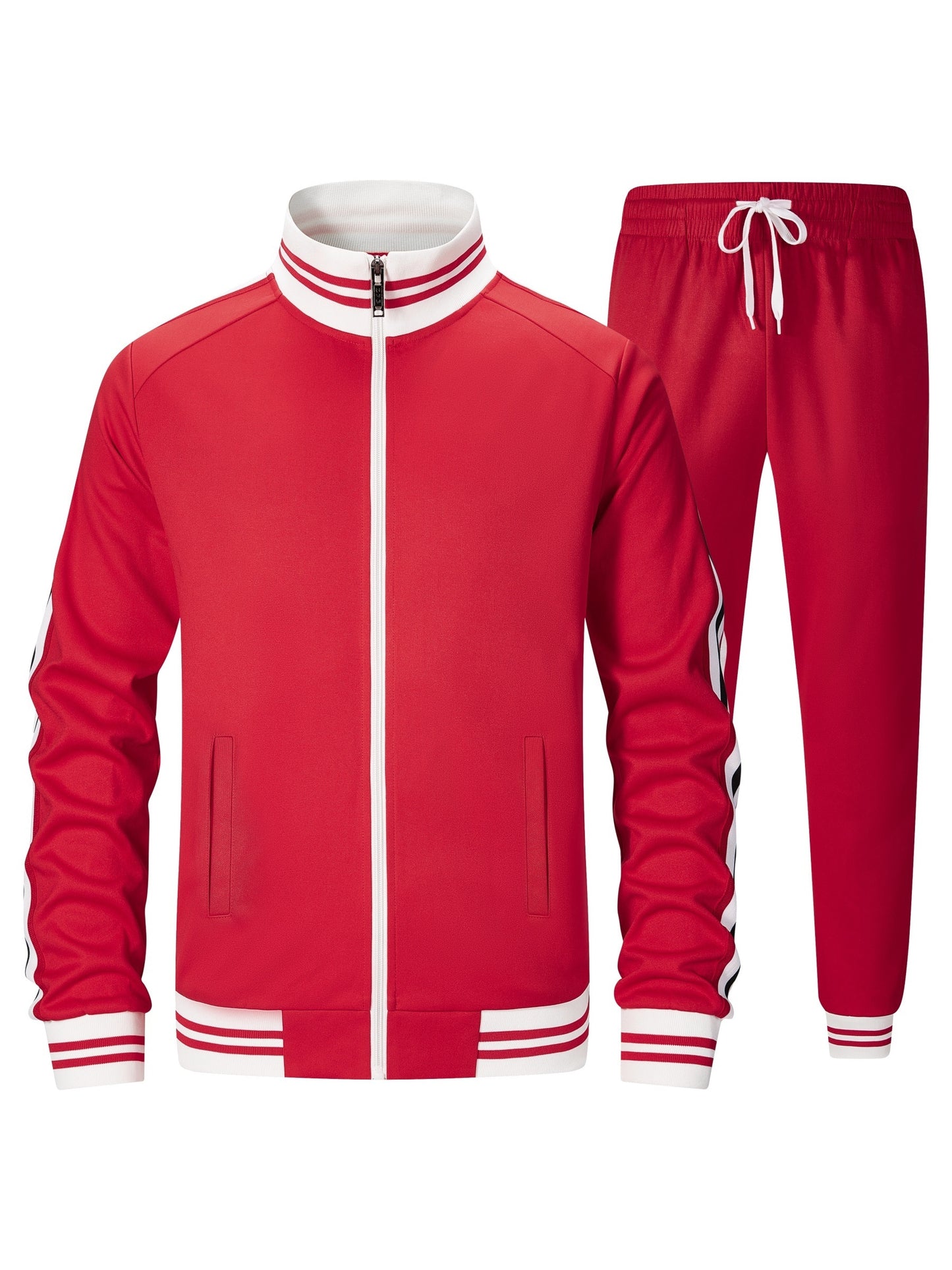 Men Track Suits Sets Long Sleeve Full-zip Sweatsuit Active Jackets And Pants 2pcs Outfits