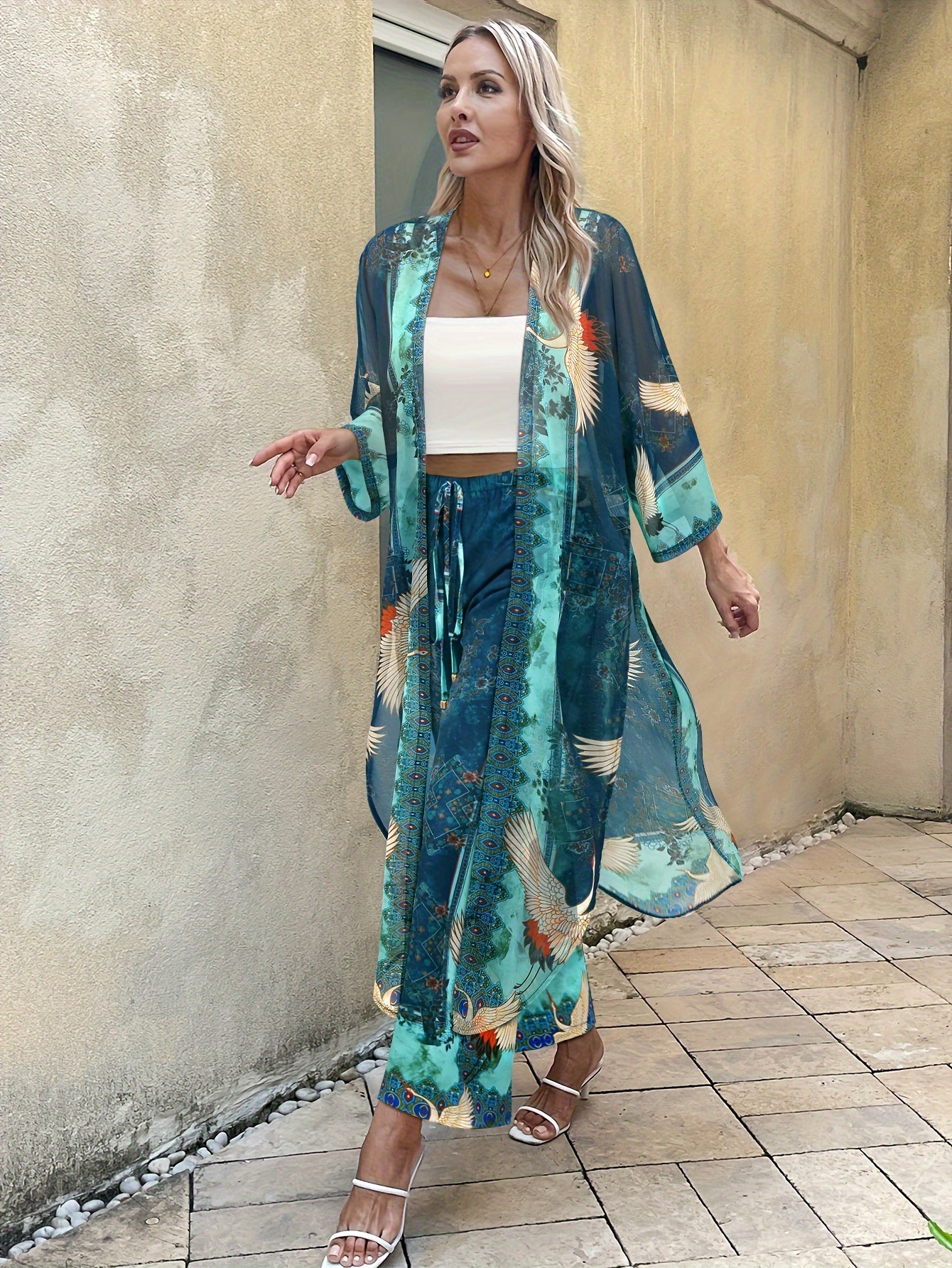 Women's casual sportswear shirt two-piece set, holiday printed casual set