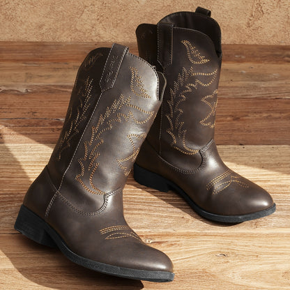 DREAM PAIRS KIDS Cowgirl Cowboy Western Boots Boys And Girls Mid Calf Riding Shoes Little Kid/Big Kid